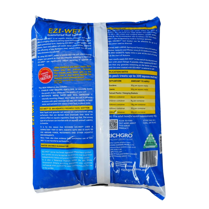 Richgro Ezi-Wet Granulated Soil Soaker 10kg applied to lawn